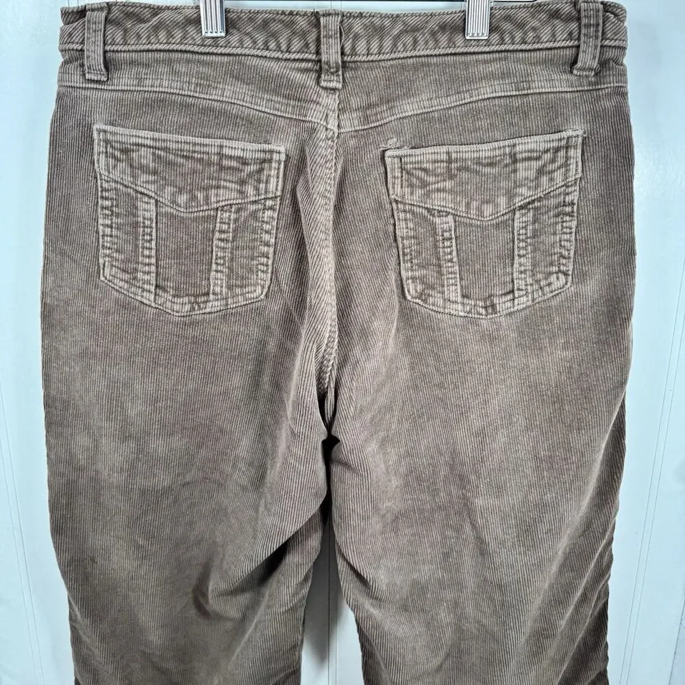 Cabelas Casuals Corduroy Pants Women 14‎ Reg Brown Flare Leg Casual Outdoor